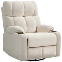 RELAXSESSEL DE-06307 mit Fußstütze, drehbar, Schaukelfunktion Beige - Beige, Textil/Metall (96/108/88cm) - ComfortXL