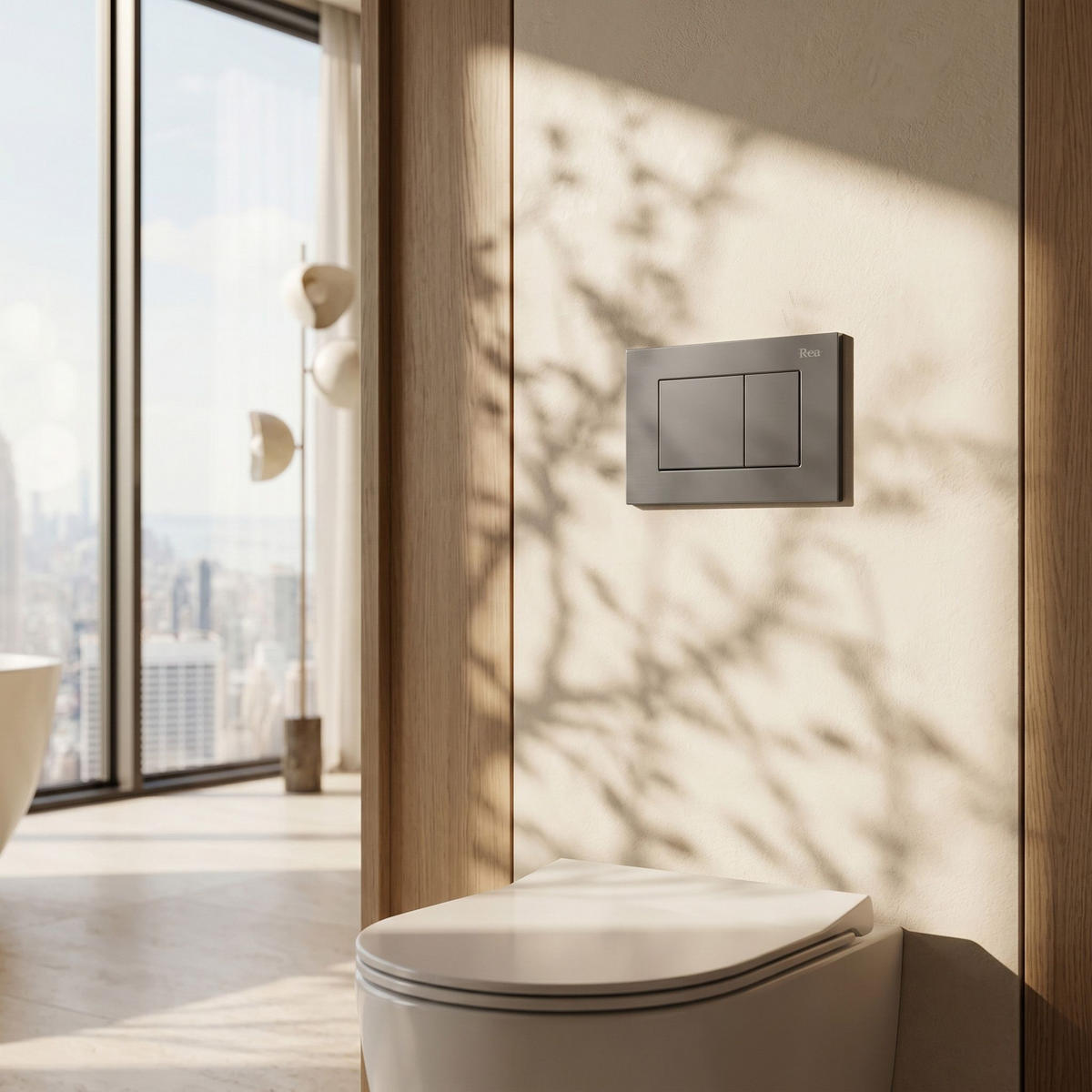 DRÜCKPLATTE Rea J K011a-q Und Slim 024n Titan - Titanfarben, Kunststoff (24.5/16.5/4cm) - REA