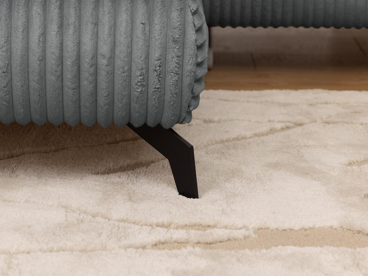 ECKSOFA mit Schlaffunktion und Bettkasten Bonnie aus Grau Cord-Stoff mit verstellbaren Kopfstützen und Armlehne - Ottomane links - Schwarz/Grau, Holz/Textil (275/210cm) - S-Style Möbel