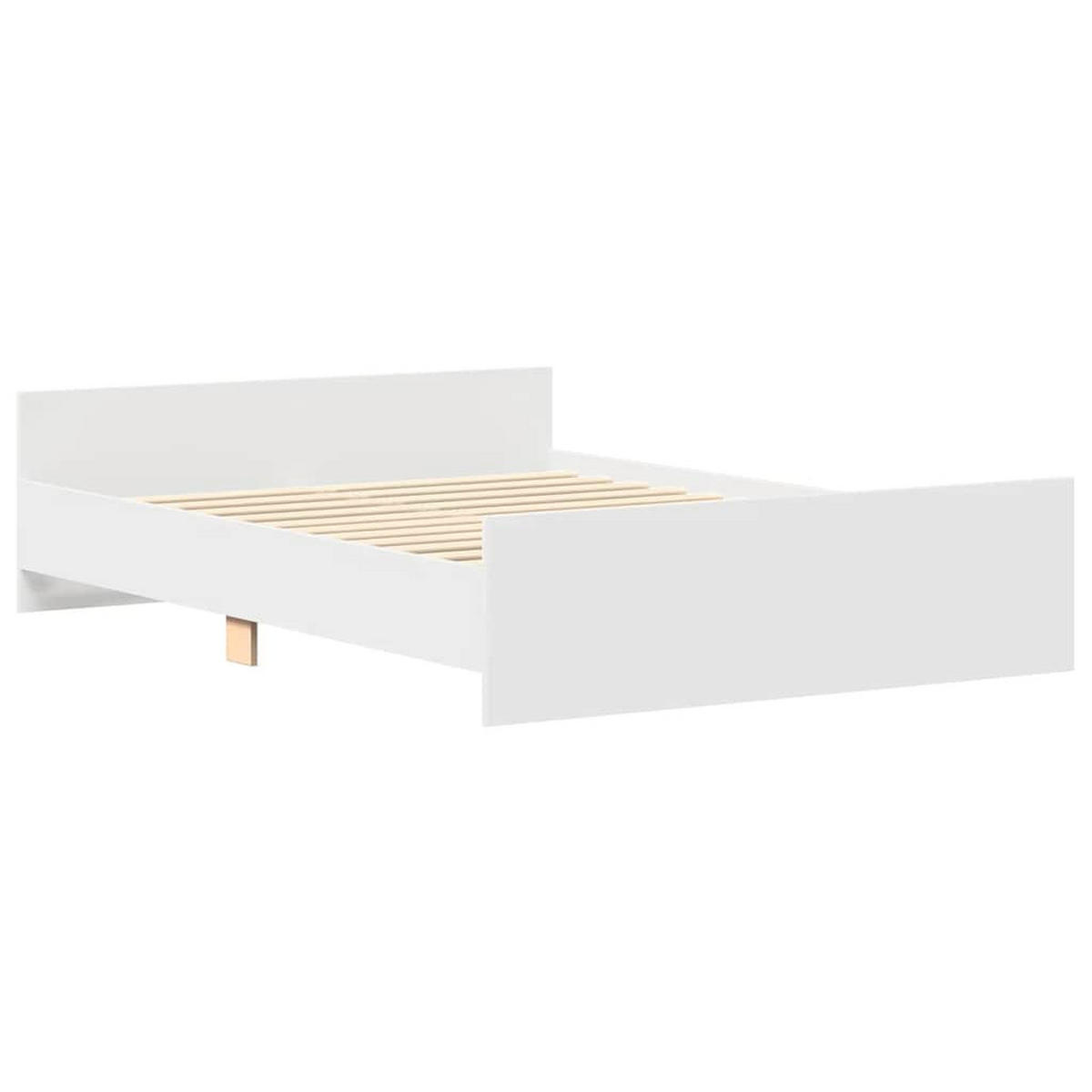 BETTGESTELL Mit Kopf- Und Fussteil Weiss 140/200 Cm - Weiß, Holzwerkstoff (140/200cm) - vidaXL