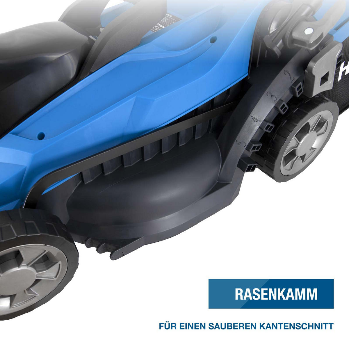 AKKU-RASENMÄHER 20V Brushless – 33 cm, 2 x 4.0 Ah Akku & Doppelladegerät – 35L Korb - Blau, Kunststoff (38.6/101/131.5cm) - HYUNDAI