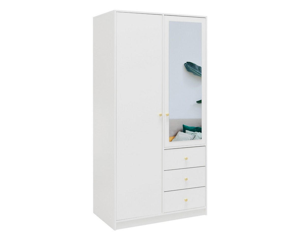 Deine Möbel 24 Drehtürenschrank Weiß 100x200x58 cm