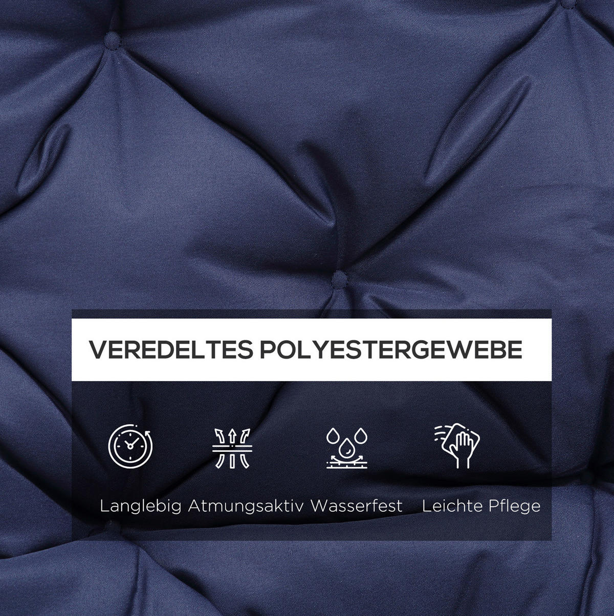 BANKAUFLAGE aus Polyester 150x98x8 cm in Blau mit 6 Bändern - Blau, Textil (98/8/150cm) - Modfu