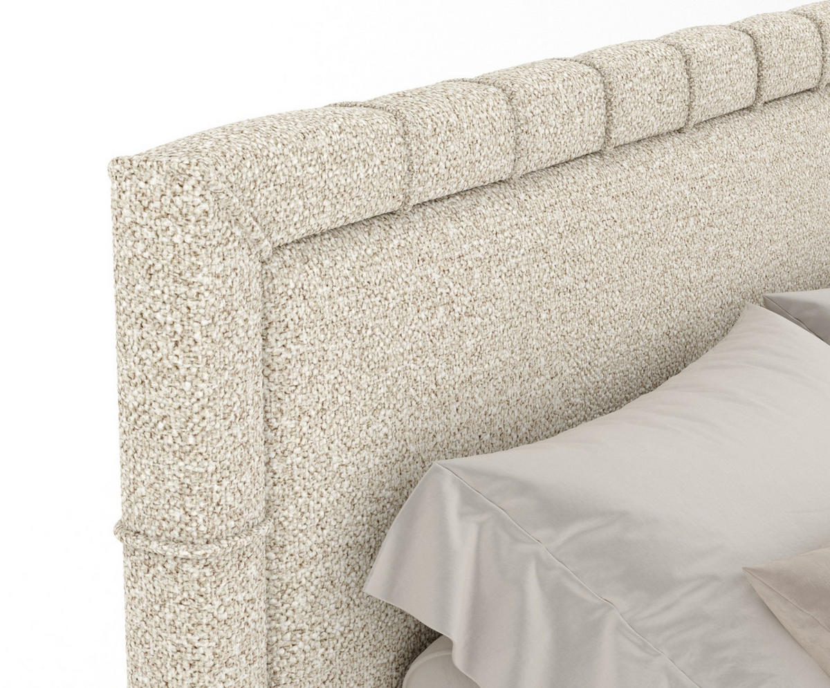 BOXBETT Estelle Beige 180/200 cm im Boucle-Stoff - Beige/Schwarz, Holz/Holzwerkstoff (180/200cm) - Maison de Reve