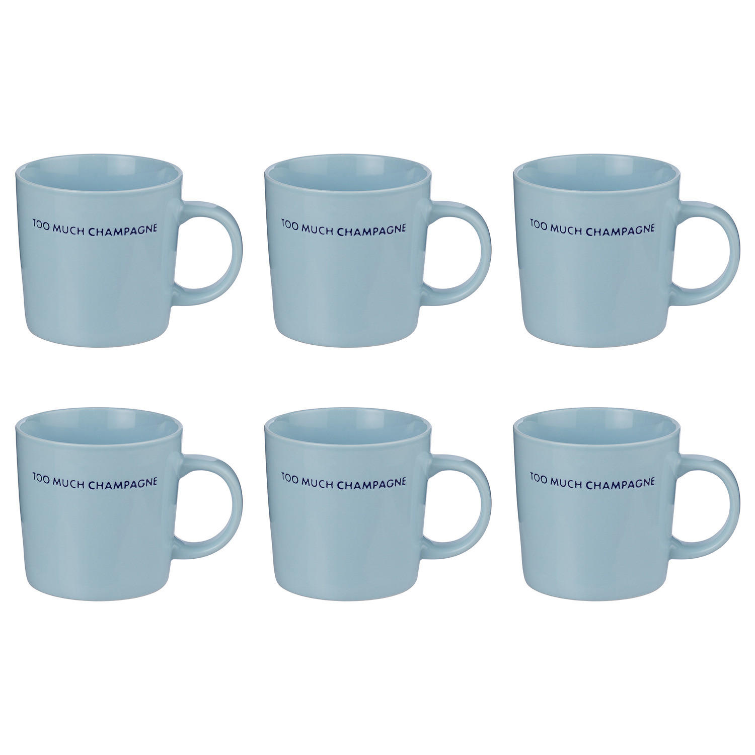 TASSEN 6er-Set Good Vibes Champagner 400 ml - Hellblau, Keramik (0.4L) - Butlers