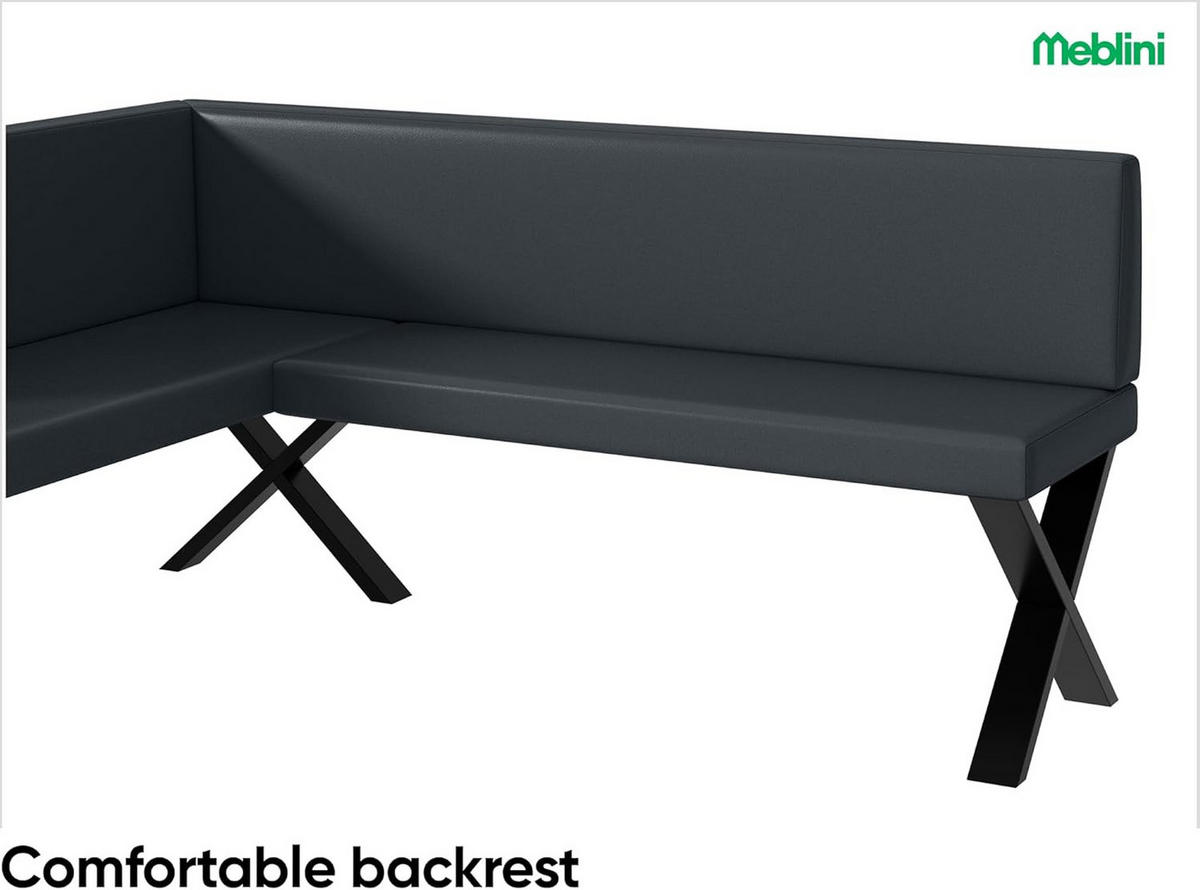 ECKBANK TONI_X - Dunkelgrau, Leder (128/168cm) - Meblini