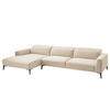 ECKSOFA mit Longchair - Beige/Schwarz, Textil/Metall (328/180cm) - home24