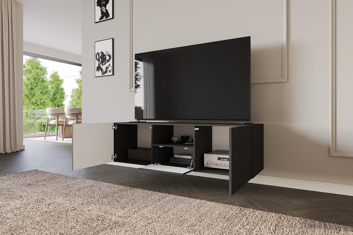 LOWBOARD ELIO-W 140x40x41 cm - Schwarz - Schwarz, Holzwerkstoff (140/40/41cm) - ALTDECOR