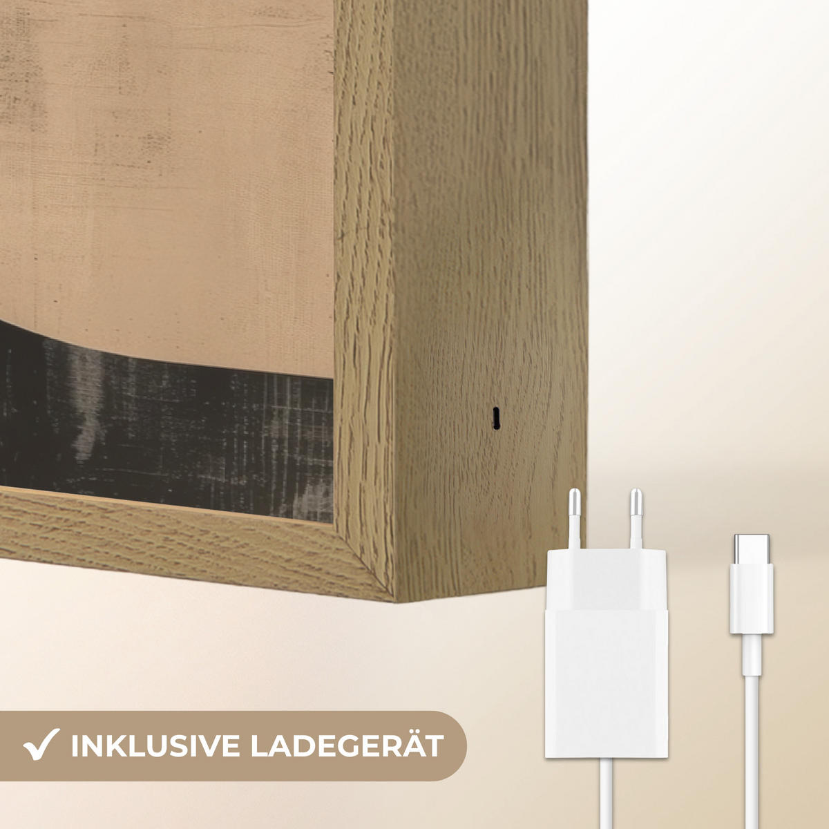 NÁSTĚNNÁ LAMPA S AKUMULÁTOREM Abstraktní - Tvary - Moderní - Béžová 90x60 cm - šedá, kompozitní dřevo (90/60/8cm) - OnlyWow