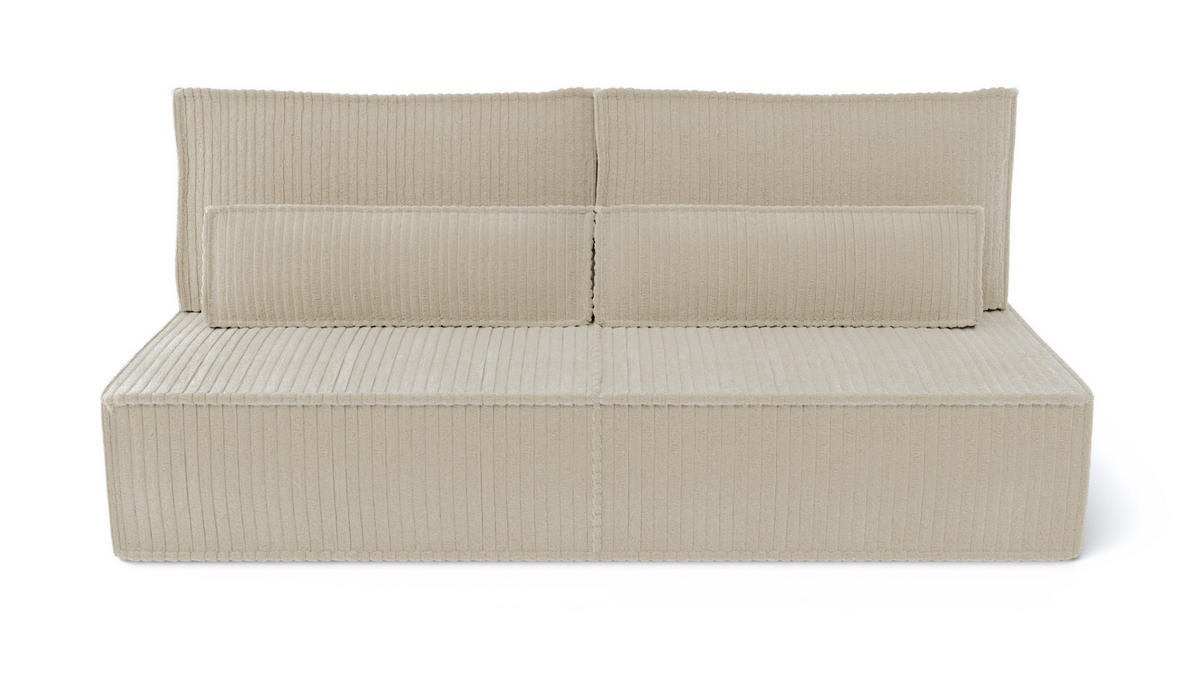 BETTSOFA LINO Creme Kordstoff mit Schlaffunktion - Creme, Textil (97/87/198cm) - MASSENO