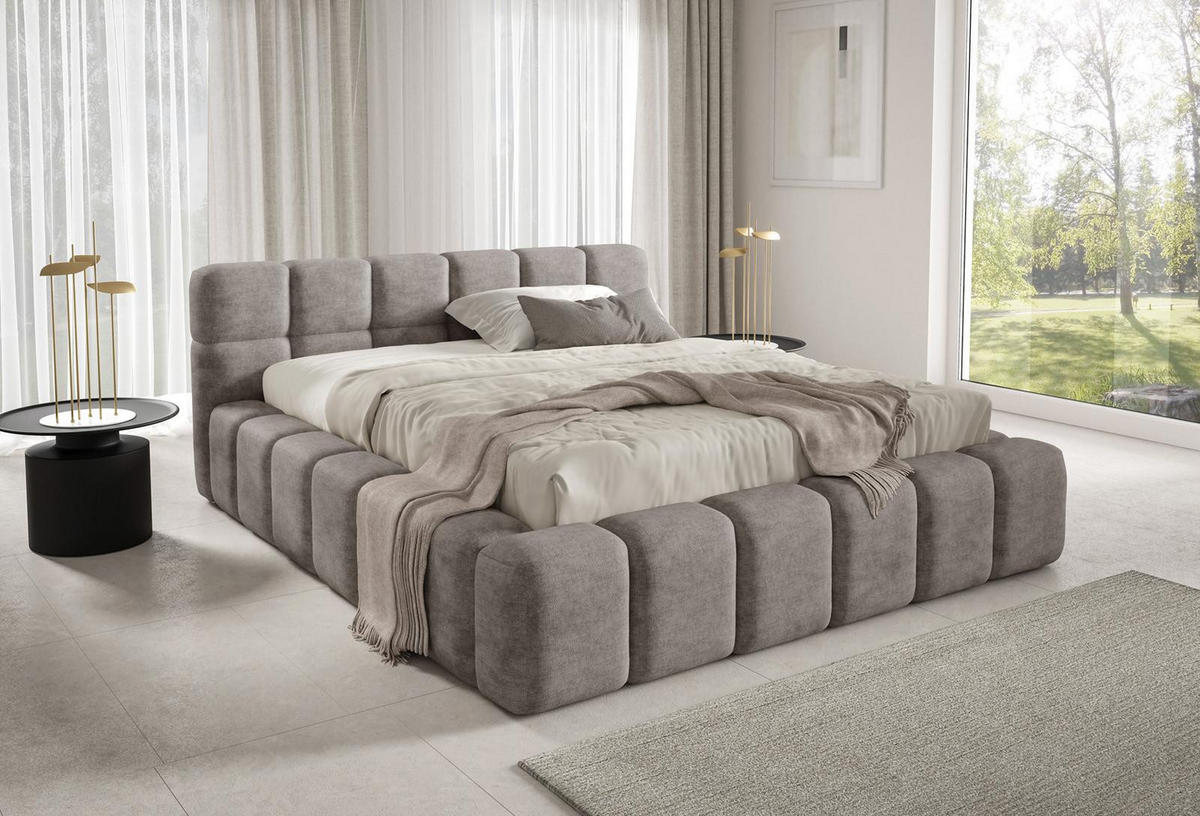 POLSTERBETT NUBO Premium 180x200 cm mit Bettkasten – PERFECT HARMONY 04 - Beige, Holz (180/200cm) - Dekori_Interiors