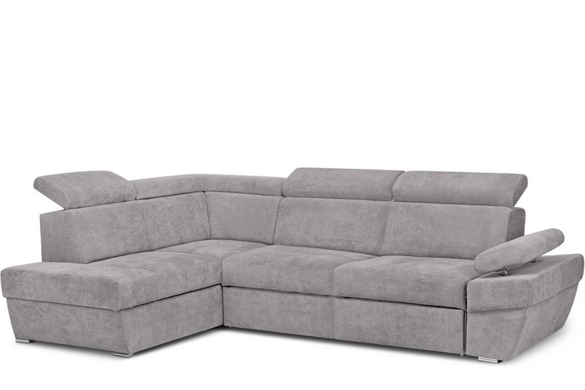 SCHLAFECKSOFA RATLO links 4/5-Sitzer mit Bettkasten, hellgrau - Silberfarben, Textil (270/190cm) - KONSIMO®
