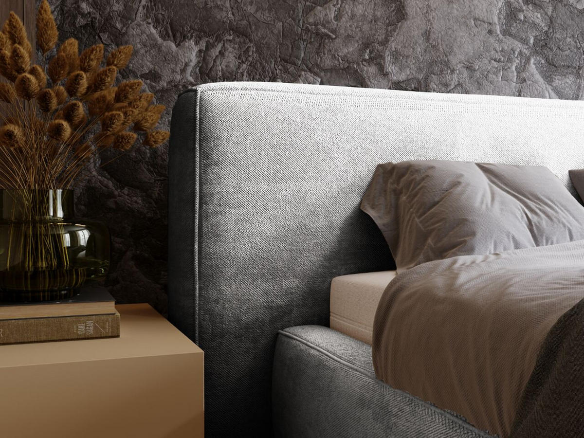 POLSTERBETT Monza 140x200 Hellgrau - Hellgrau, Textil (140/200cm) - Graingold