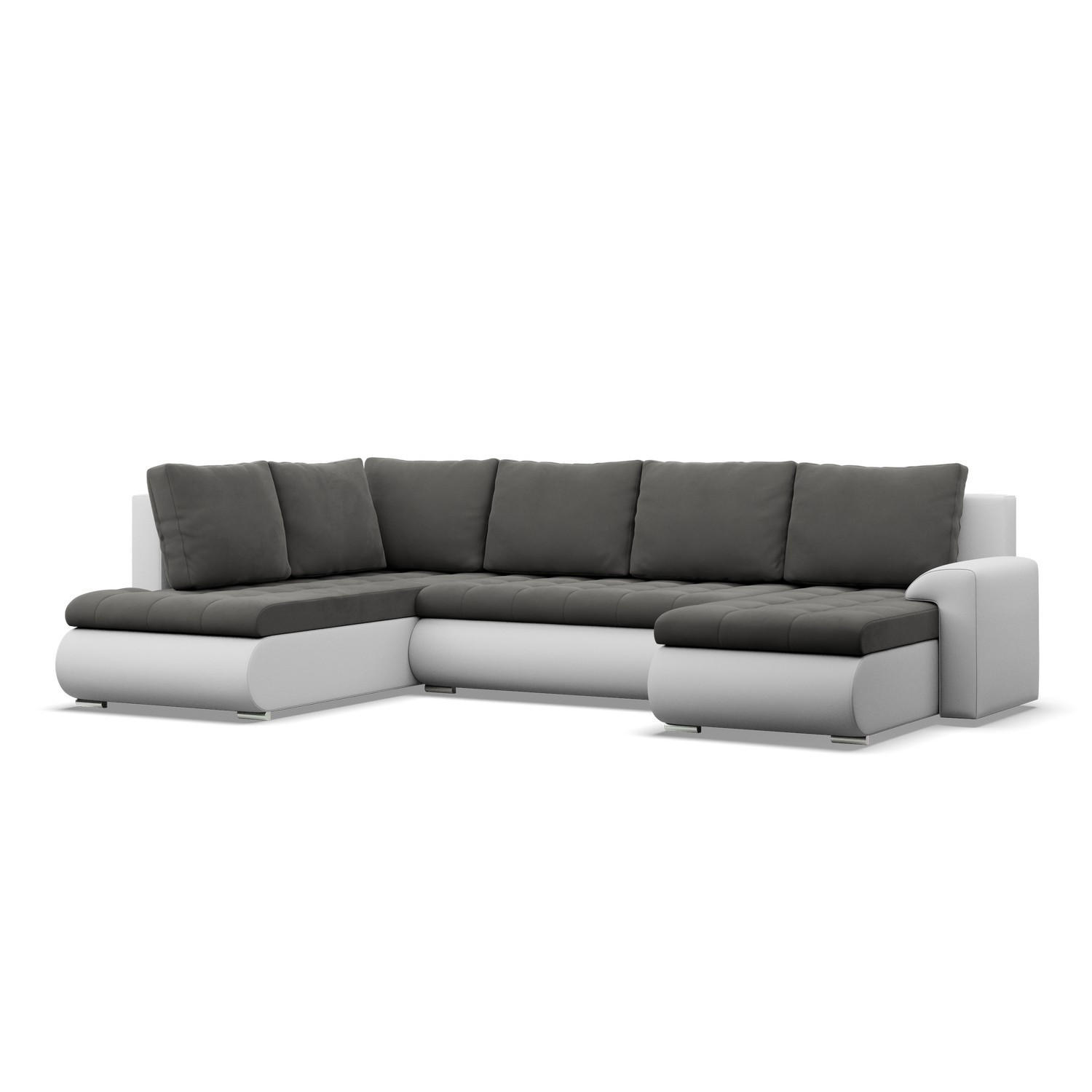 U-SOFA MIT SCHLAFFUNKTION FORESTA, Dunkelgrau + Grau - Dunkelgrau/Hellgrau, Textil (300/89/200cm)