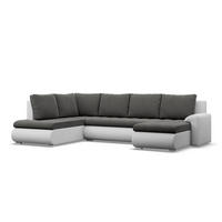 U-SOFA MIT SCHLAFFUNKTION FORESTA, Dunkelgrau + Grau - Dunkelgrau/Hellgrau, Textil (300/89/200cm)