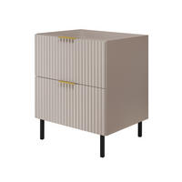 WASCHBECKUNTERSCHRANK, Kaschmir, 60 x 77 x 46 cm, goldener Griff, schwarze Beine, ohne Arbeitsplatte - Beige/Goldfarben, Holzwerkstoff (60/77/46cm) - 3XE LIVING