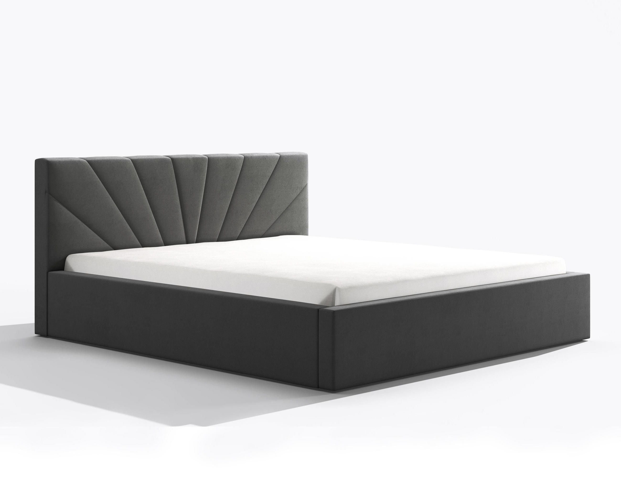 POLSTERBETT Larik 160/200 cm in Grau – mit Bettkasten und stilvollem Design - Schwarz/Grau, Holz/Holzwerkstoff (160/200cm) - AX Living