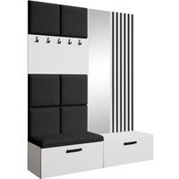 GARDEROBE Margaret I+II 162/203/43 mit gepolsterten Paneelen/Lamellen/Spiegel - Schwarz/Weiß, Holzwerkstoff/Kunststoff (162/203/43cm) - Beautysofa