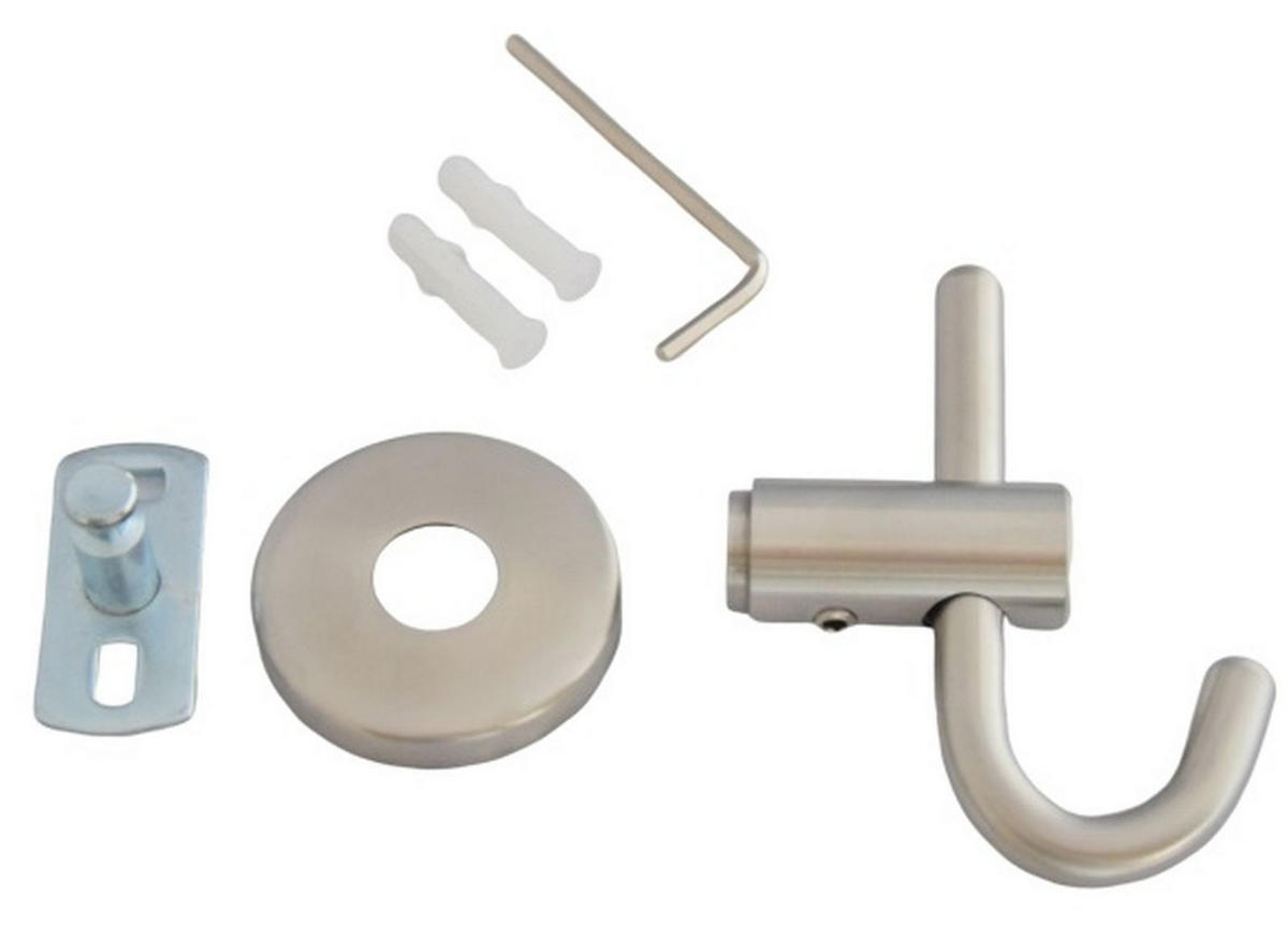 GARDEROBENHAKEN Kleiderhaken Edelstahl massiv Mantelhaken Wandhaken kurz stabil - Edelstahlfarben, Metall (4.9/9.3/9.3cm) - Livingpoint24