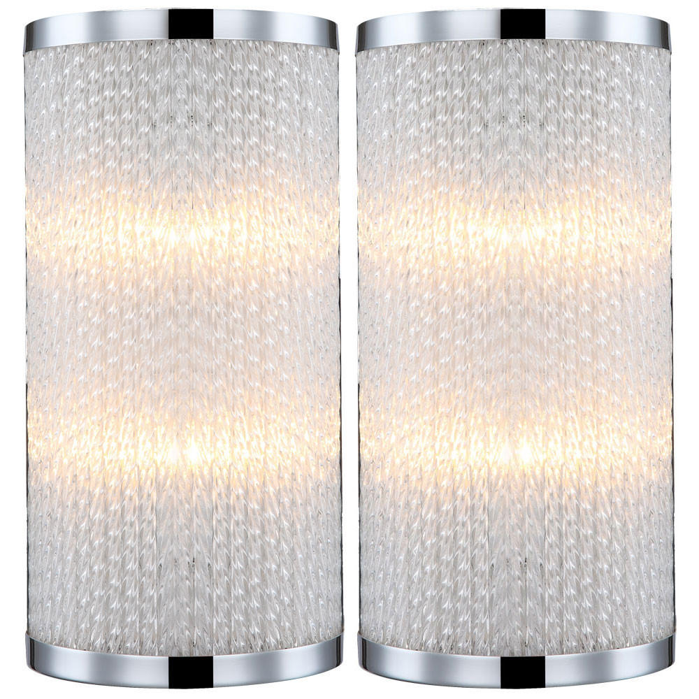 WANDLEUCHTE Karl Metall Silber satiniert 2-flammig - Silberfarben, Glas (15/30/7.7cm) - Globo Lighting