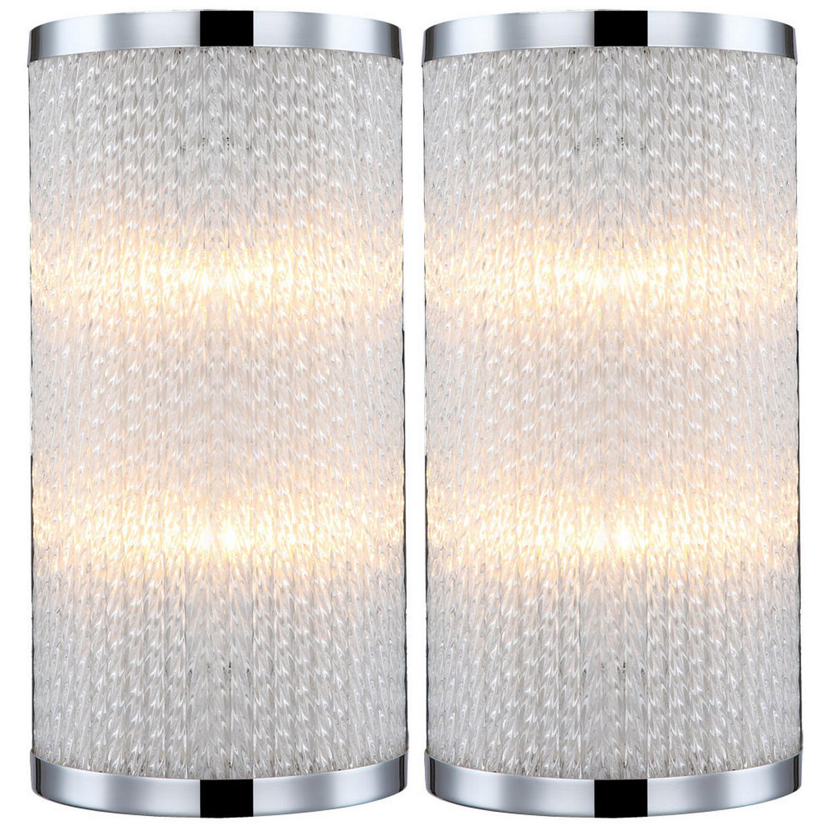 WANDLEUCHTE Karl Metall Silber satiniert 2-flammig - Silberfarben, Glas (15/30/7.7cm) - Globo Lighting