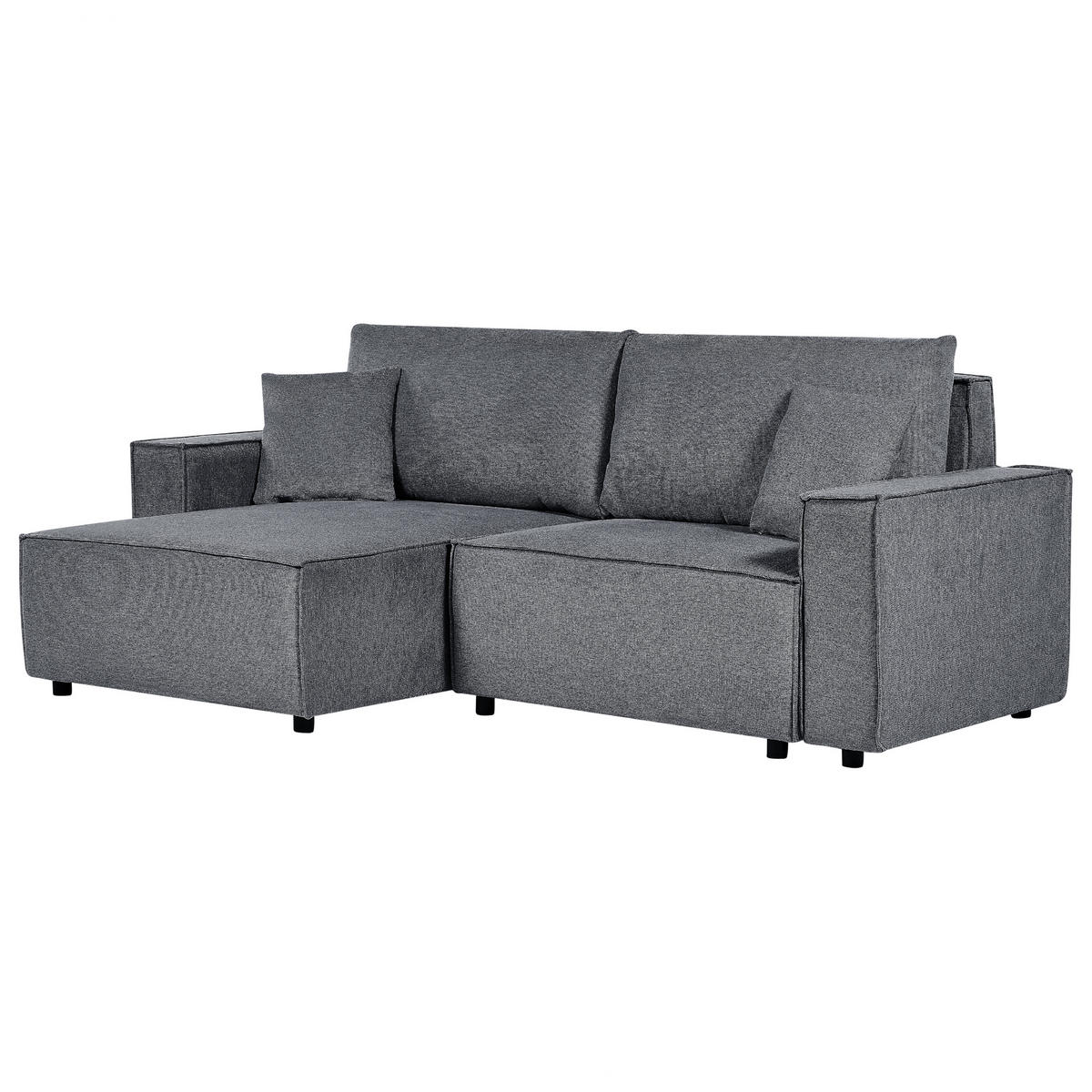 3-SITZER-ECKSOFA dunkelgrau linksseitig mit Schlaffunktion Stauraum Karila - Dunkelgrau, Textil (250/150cm) - Beliani