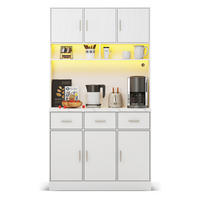 KÜCHENBUFFET in Weiß Küchenschrank mit LED-Beleuchtung und Schubladen für Küchen und Esszimmer, B100/T40/H180 cm - Weiß, Holzwerkstoff (100/180/40cm) - STILVORA