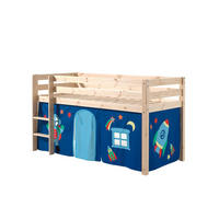 KINDERBETT Karolina 210x114x106 Massivholz Natur Textilset Astro 1 - Blau/Kieferfarben, Holz (90/200cm) - 58aufmkessel