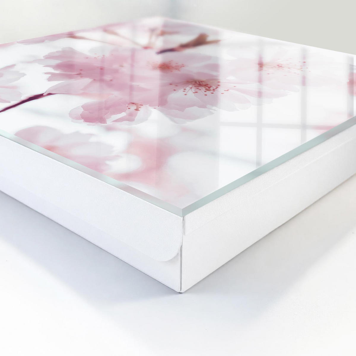 SCHLÜSSELBOX Weiß 30x30 cm – Türöffnung nach rechts - Kirschblüten - Pink, Metall (30/30/5cm) - TULUP