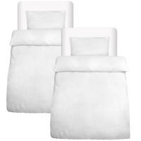 BETTWÄSCHE Meline 155/220 cm + Kissenbezug 40/80 cm Weiß Seersucker 2er Set - Weiß, Textil (40/80cm) - Beautissu 