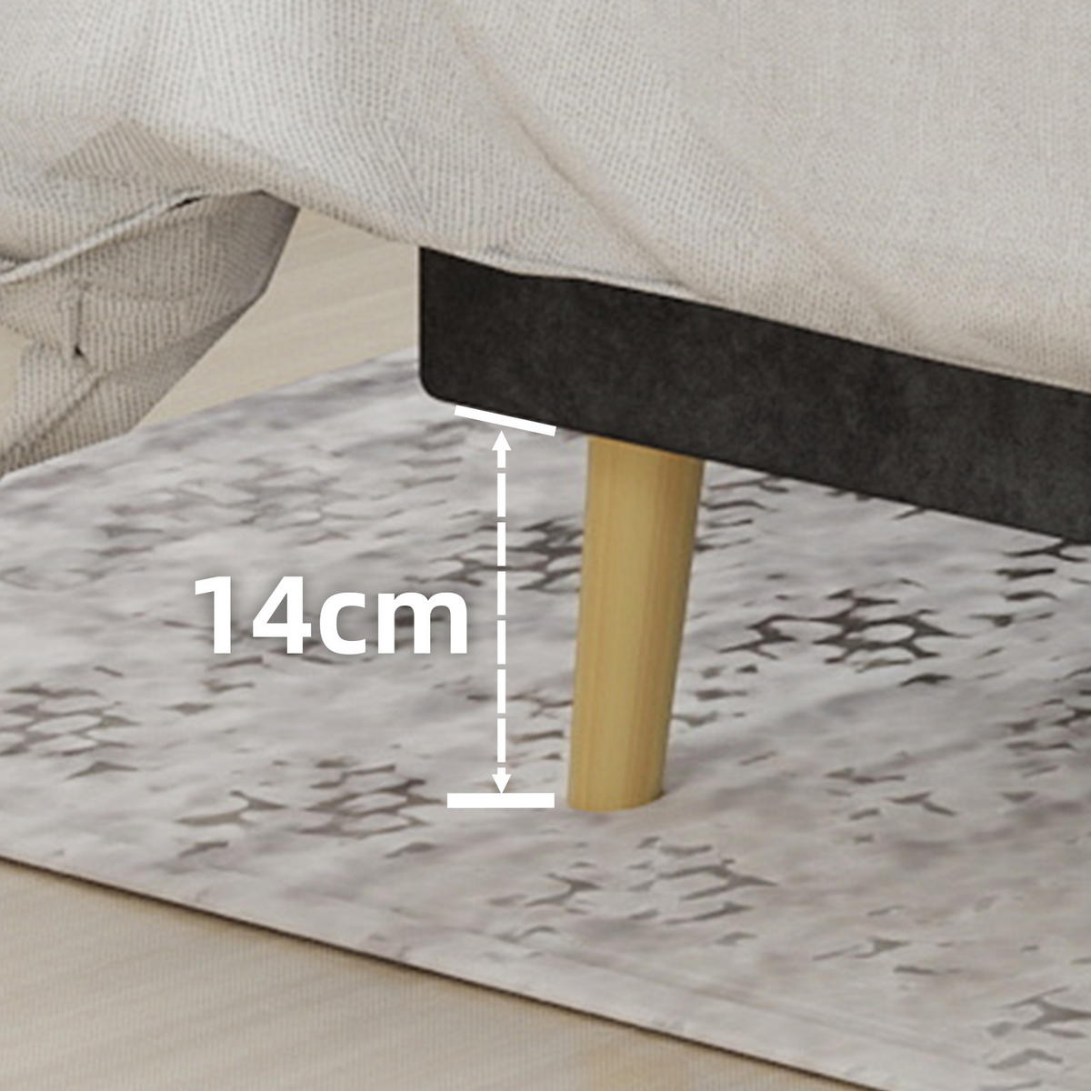 POLSTERBETT 160x200 cm Samt ohne Stauraum grau - Grau, Textil (160/200cm) - LEBENLANG