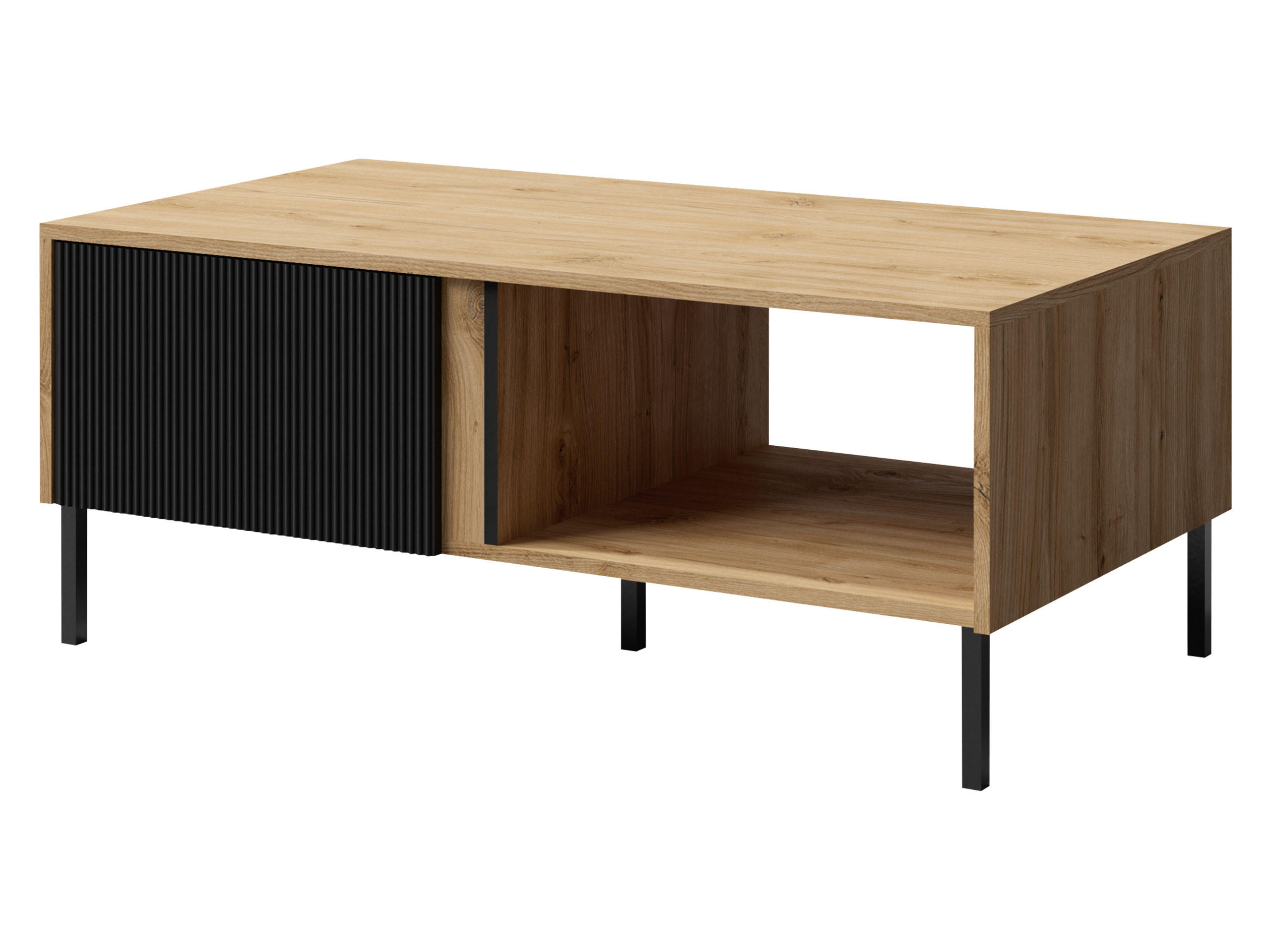 COUCHTISCH Mia 08 - Schwarz/Braun, Holzwerkstoff/Metall (60/110/45cm) - MIRJAN24