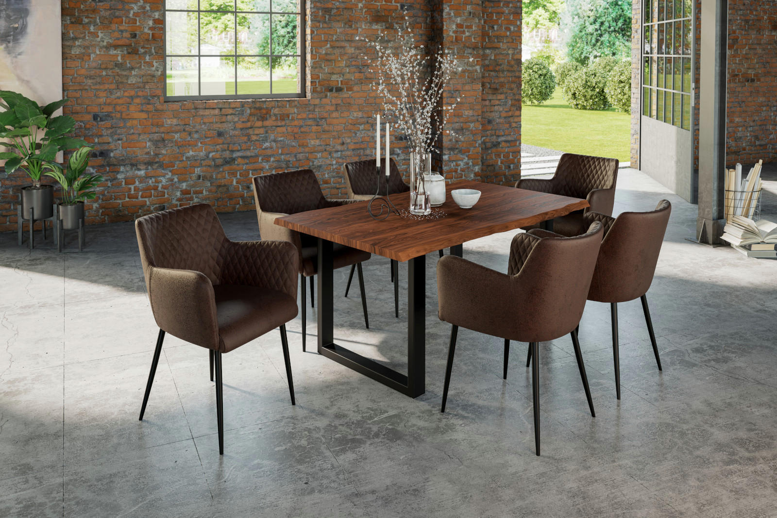ESSTISCH LAUREN - Nussbaumfarben/Walnussfarben, Holz/Metall (85/160/77cm) - SAM