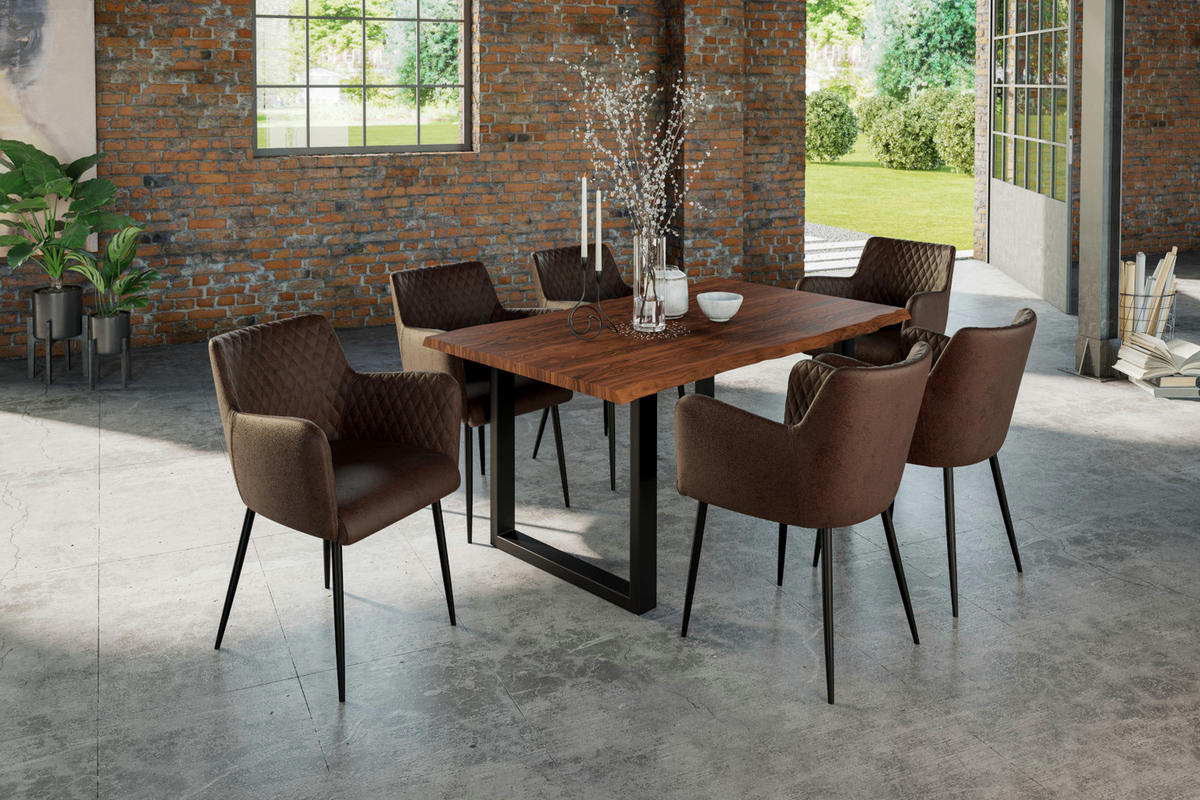 ESSTISCH LAUREN - Nussbaumfarben/Walnussfarben, Holz/Metall (85/160/77cm) - SAM
