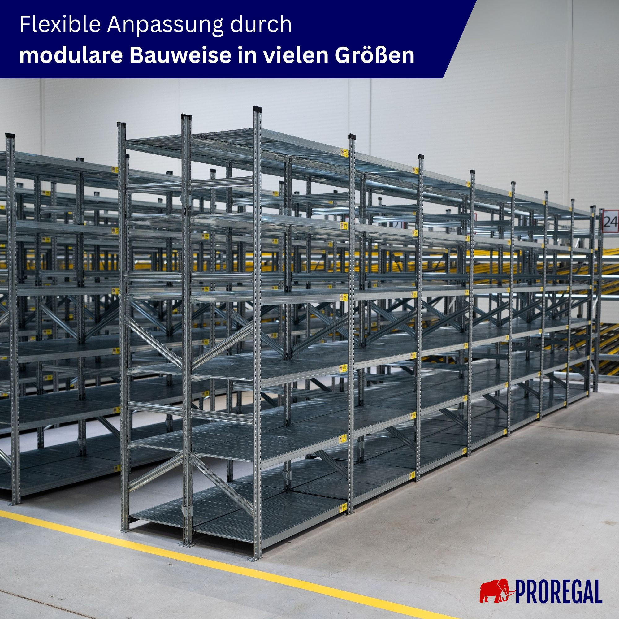FACHBODENREGAL Proximo 200x120x60cm 5 Ebenen Fachlast 200 kg Beidseitig nutzbar Verzinkt - Silberfarben, Metall (120/200/60cm) - PROREGAL