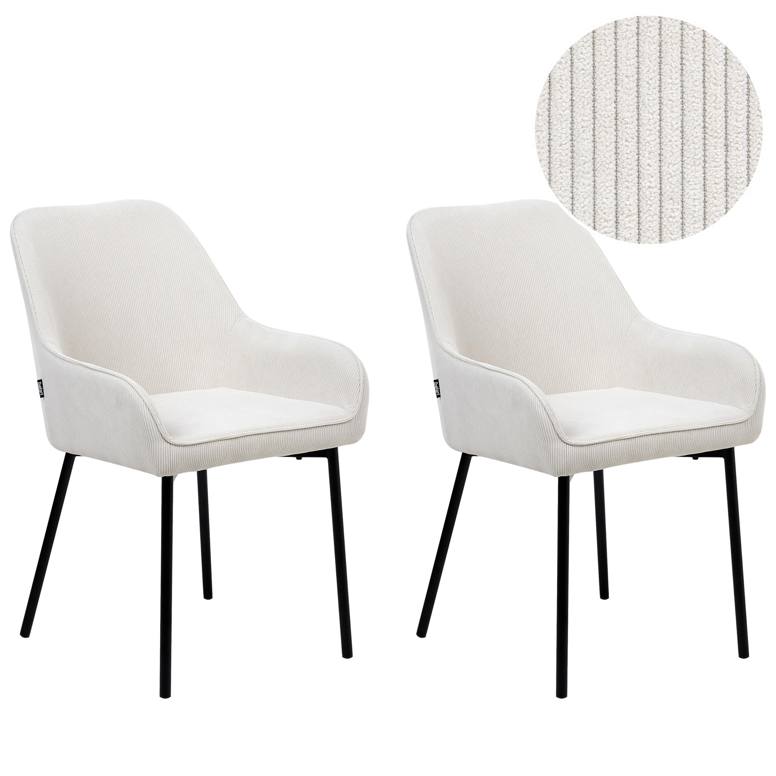 ESSZIMMERSTUHL 2er-Set Cremeweiß Loverna - Schwarz/Weiß, Textil (54/87/63cm) - Beliani