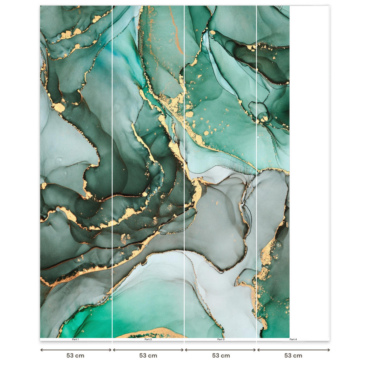 TAPETE - Gold - Marmor - Grün - Luxus - Marmoroptik - Grau - 200x260 cm - Grün, Papier (200/260cm) - OnlyWow