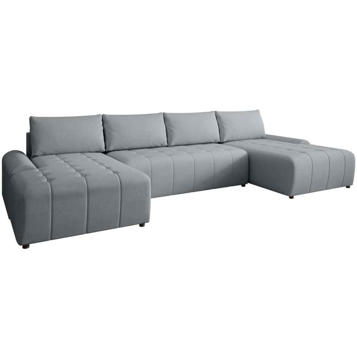 WOHNLANDSCHAFT Costa U Grau, Velours - Schwarz/Grau, Kunststoff/Textil (367/80/169cm) - Beautysofa