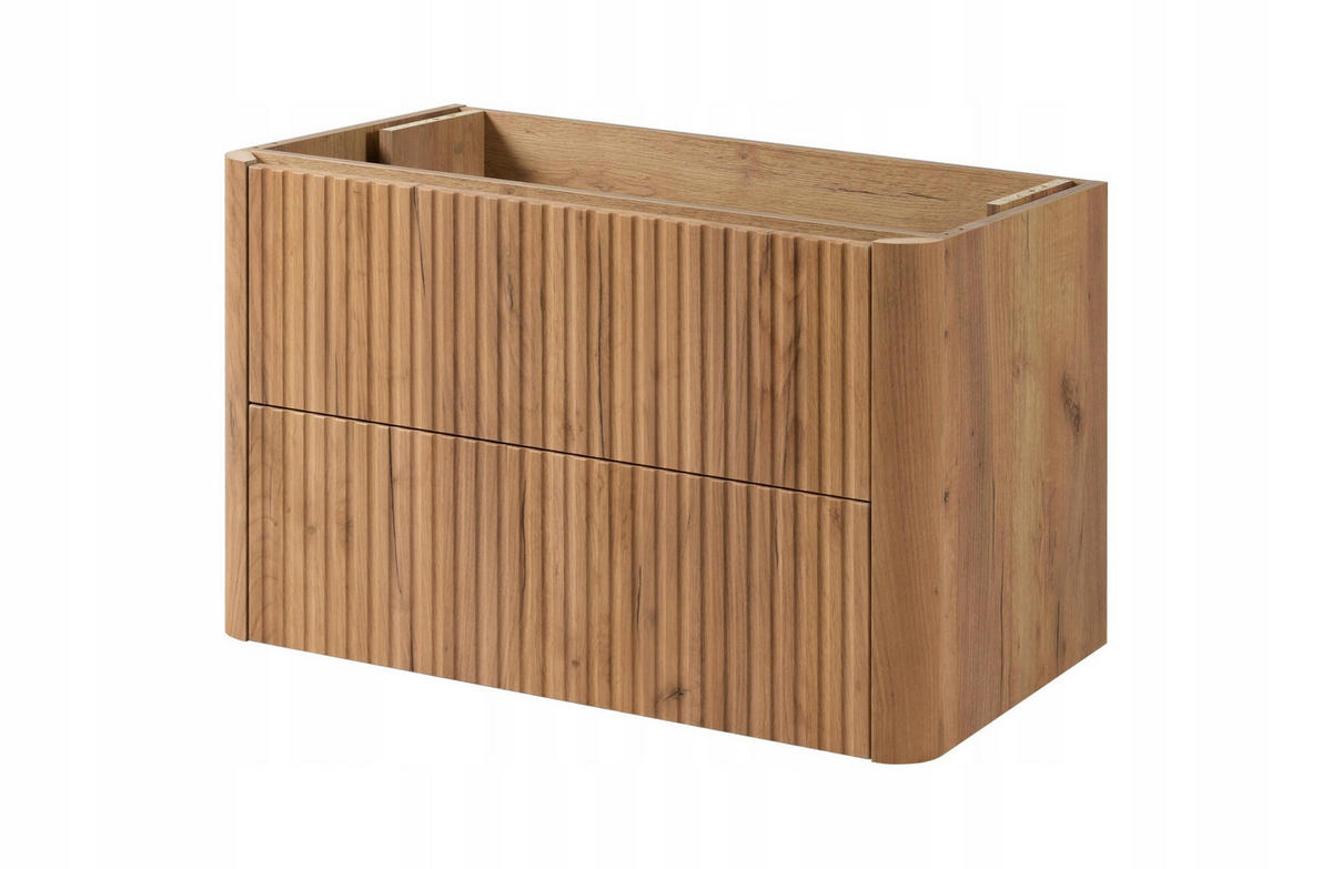 WASCHBECKENUNTERSCHRANK LINEA hängend geriffelt Eiche dunkelbraun 80/48/44 cm - Braun, Holzwerkstoff (80/48.4/43.7cm) - Rodan
