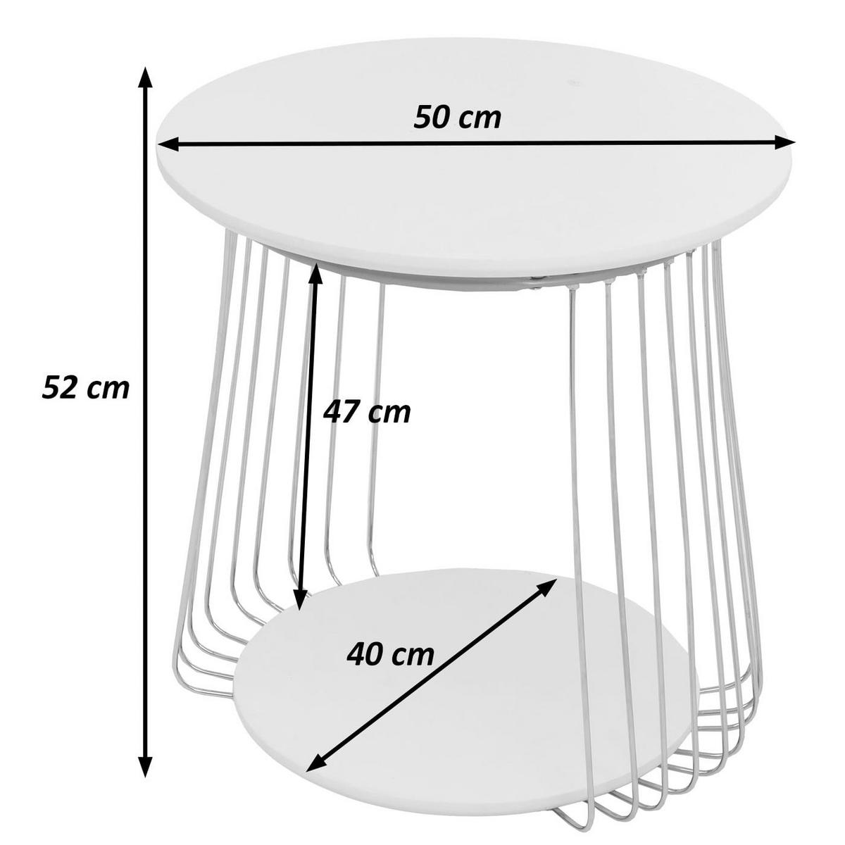 MIZA za kavč okrogla Rjava, srebrna - srebrne barve/rjava, les (50/50/52cm) - MCW