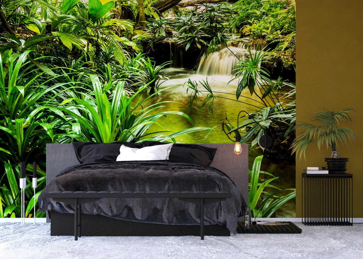 FOTOTAPETE Wasserfall 375 x 270 cm - Grün, Papier (375/270cm) - Sanders & Sanders