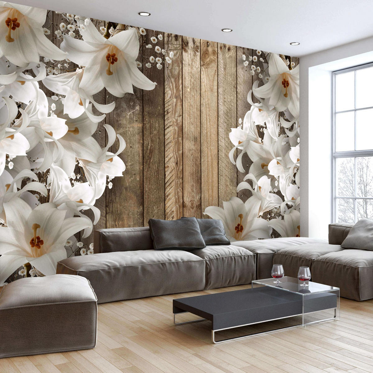 SELBSTKLEBENDE FOTOTAPETE 98/70 cm - Weiß/Braun, Textil (98/1cm) - KUNSTLOFT
