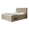 BOXBETT TOKIO mit 2 Bettkästen, 140x200, Farbe: Sand, Velourstoff, Doppelbett mit Bonell-Matratze - Sahara, Holz/Kunststoff (140/200cm) - Alpi-Möbel