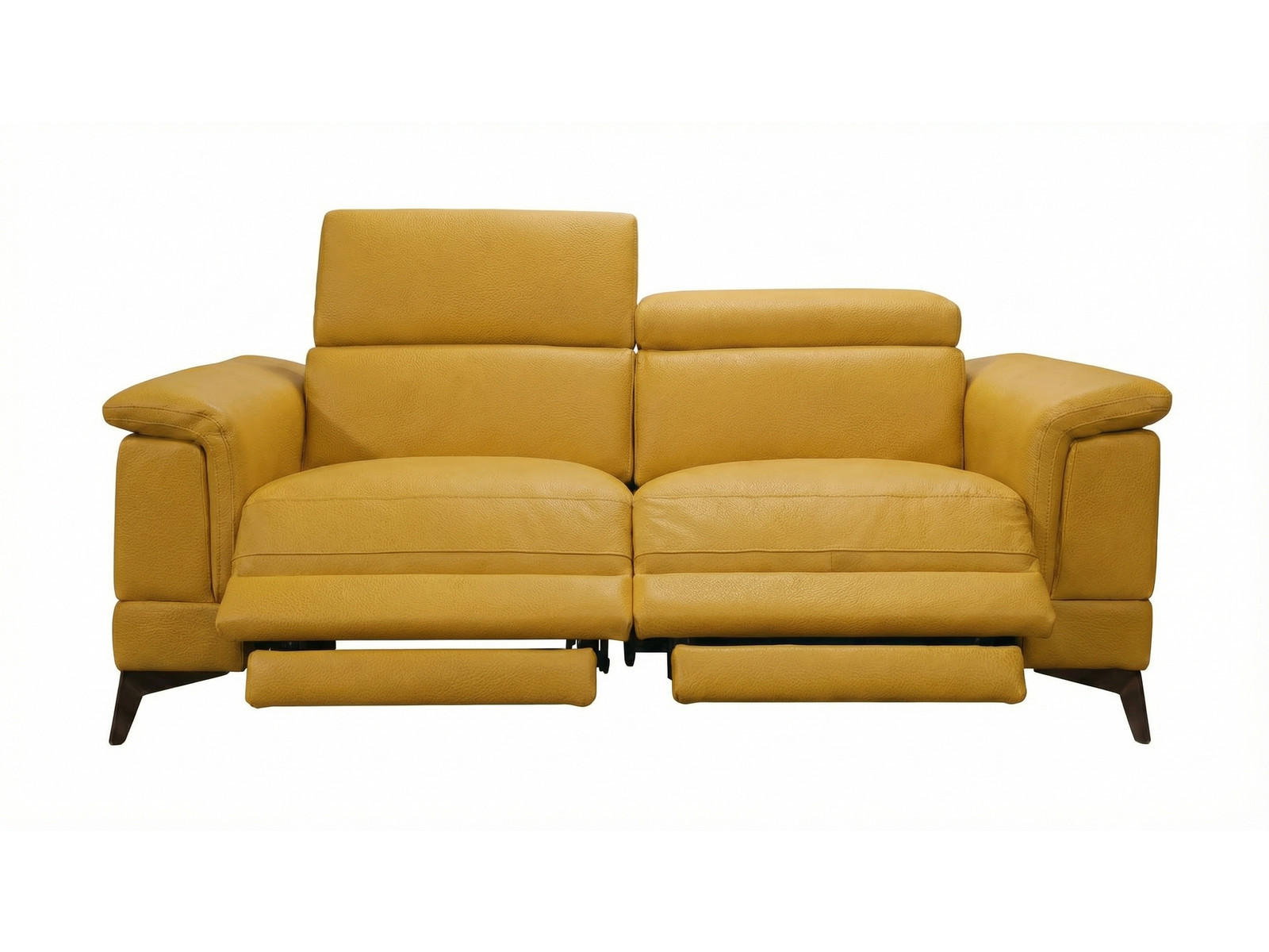 3-SITZER Sofa Planet Echtleder mit 2 x Relaxfunktion Senfgelb - Gelb, Leder/Metall (200/80/110cm)