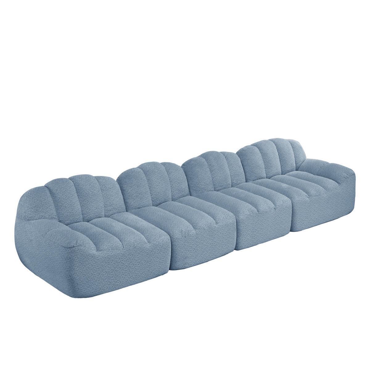 ECKSOFA 366/104/79 cm modular Blau aus Granuliertem Fleece ohne Montage - Blau, Textil (104/366cm) - OKWISH