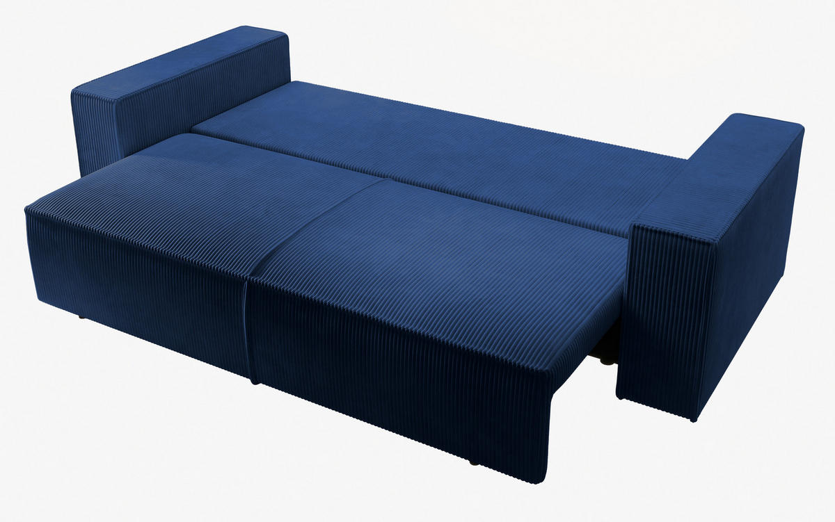 SCHLAFSOFA Farese Dunkelblau Cordbezug - Schwarz/Dunkelblau, Kunststoff/Textil (257/85/102cm) - Selsey