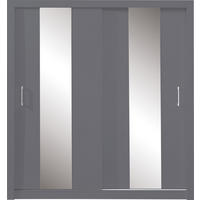 SCHWEBETÜRENSCHRANK MIRA 200/215/60cm 2-türig mit Spiegel Anthrazit - Anthrazit, Holzwerkstoff (200/215/60cm) - MASSENO