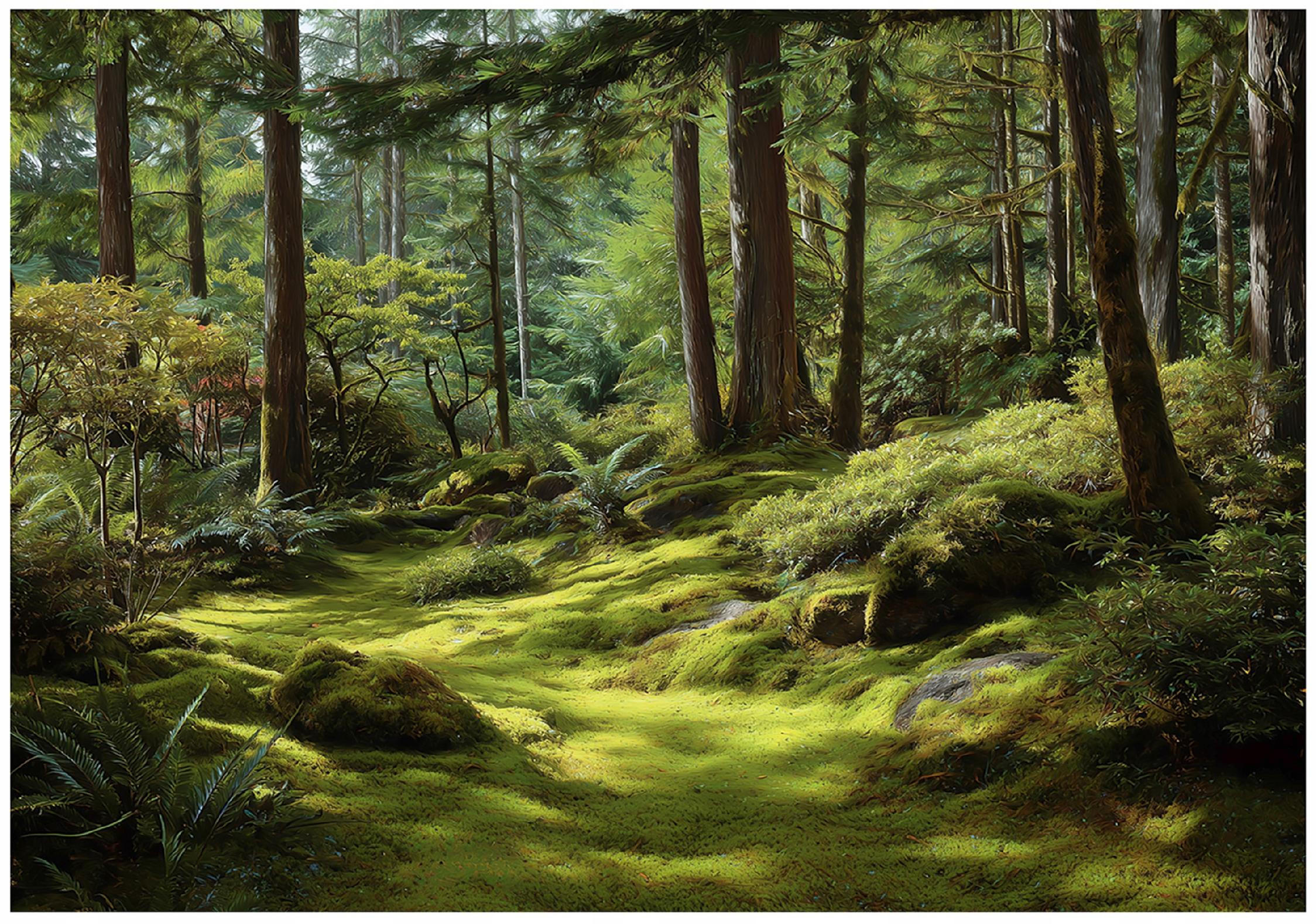 FOTOTAPETE Wald Bäume Grün 300x210 cm - Multicolor, Papier (300/210cm) - Wallarena