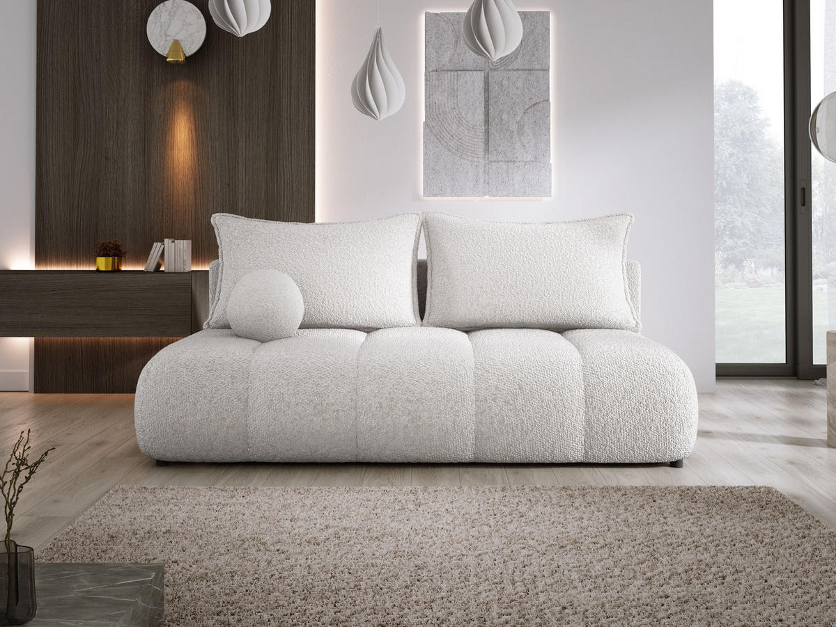 SOFA COCO MINI SCHLAFSOFA mit Bettfunktion, Anthology Stoffbezug, 2-Sitzer, freistehend, Größe: 205x105x97 cm, Esche - Eschefarben, Holz/Textil (205/97/105cm) - DomoHome