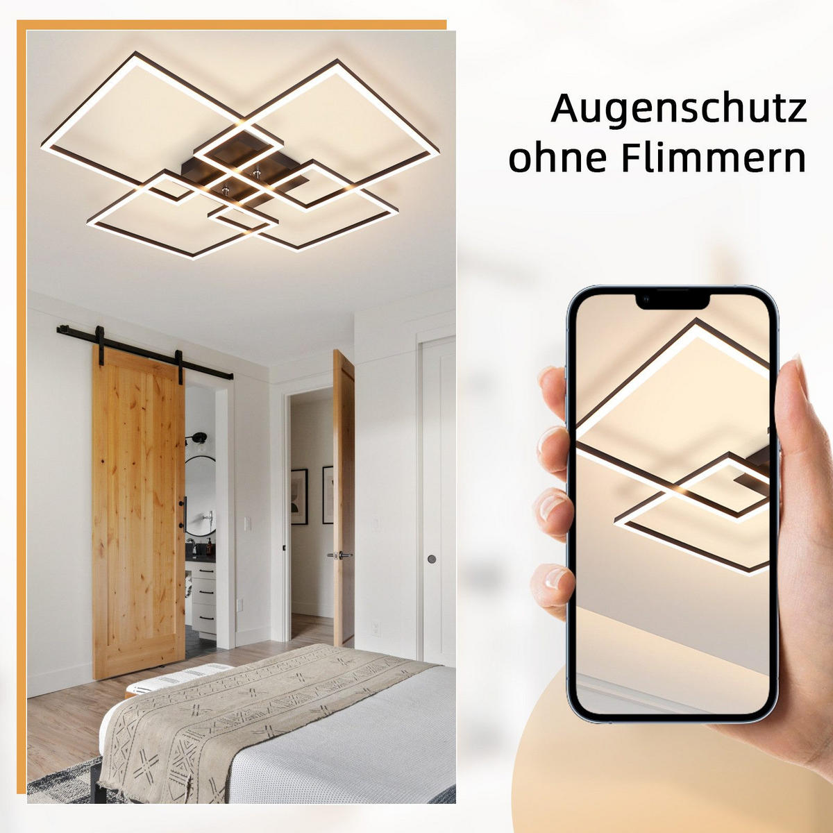 LED-DECKENLEUCHTE Gallegos 72.4/72.4/7.3 cm - Schwarz, Metall (72.4/72.4/7.3cm) - Nettlife
